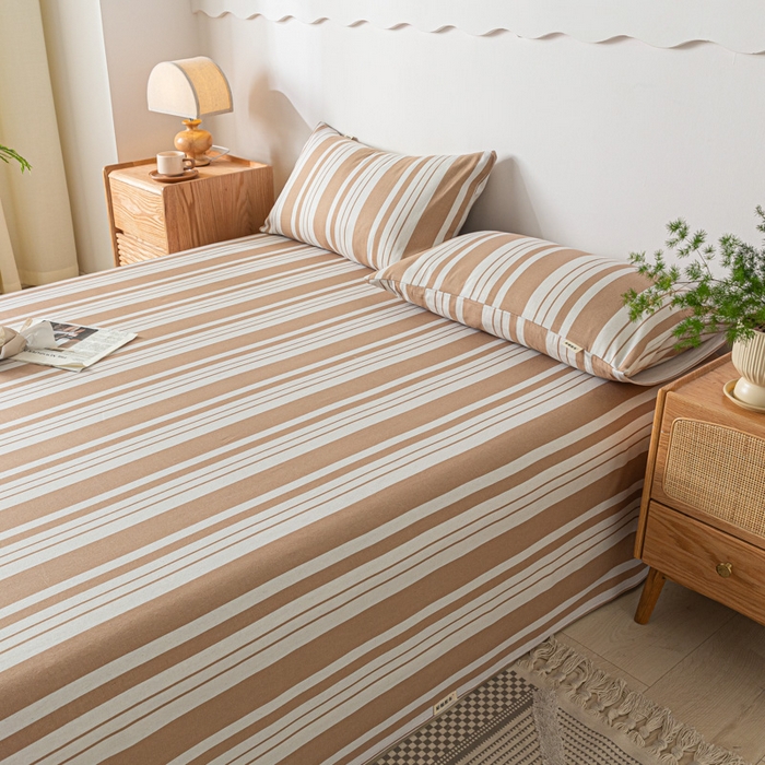 91家纺网 家纺一手货源 找家纺 阿亮家居 2025新款原棉老粗布床单系列 素雅咖