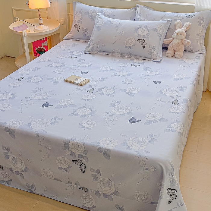 91家纺网 家纺一手货源 找家纺 拾物记 2025新款A类无荧光全喷气全棉12868单床单 蝴蝶飞飞