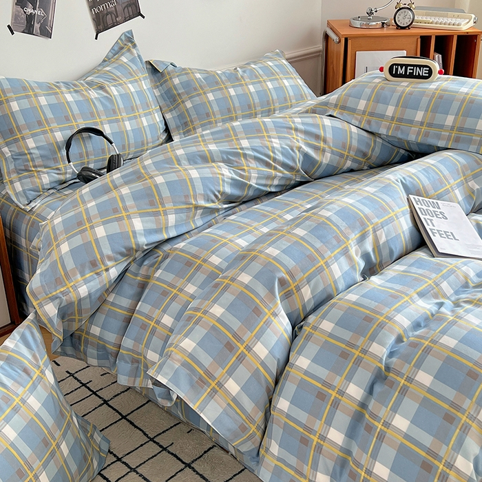 91家纺网 家纺一手货源 找家纺 罗菲尼酒店用品 2025新款磨毛亲肤飞边款四件套 英伦格调