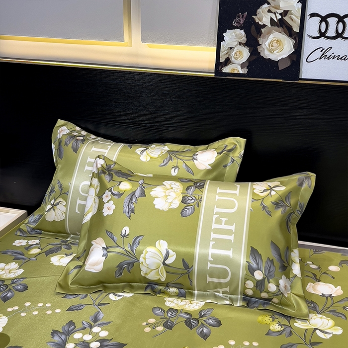 91家纺网 家纺一手货源 找家纺 柏薇 2025新款冰丝床单款凉席三件套系列 春藤