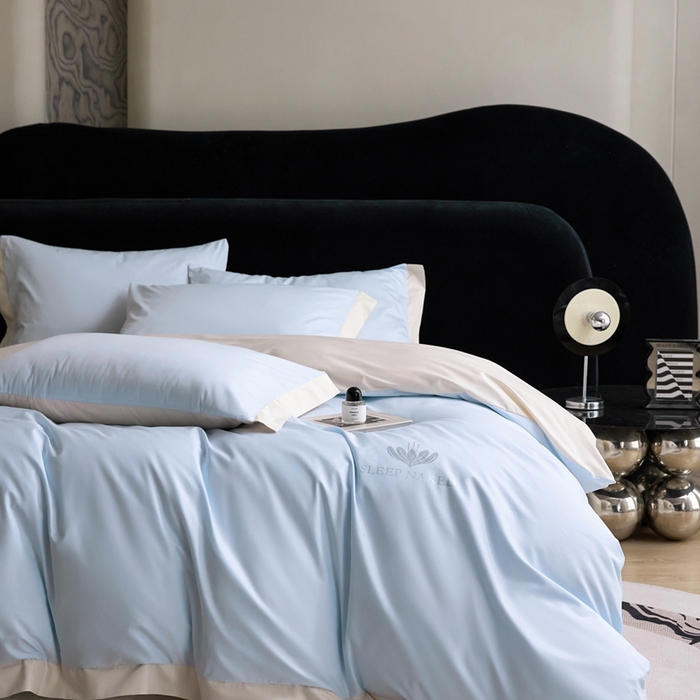 91家纺网 家纺一手货源 找家纺 金奇达家纺 2025春夏新款【特洛伊】红金裸盖™棉全棉纯棉红金裸盖棉四件套标准号全网控价（折后券后）不低于199元） 特洛伊-湖蓝