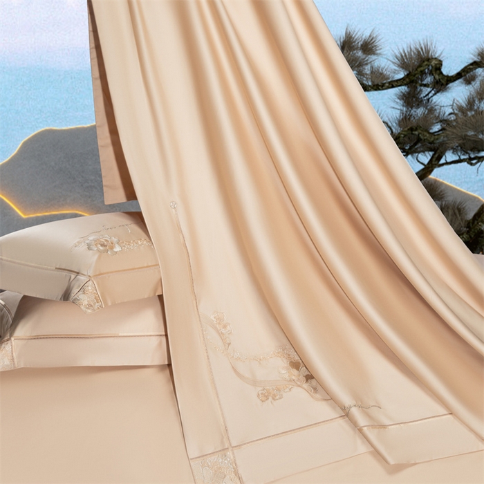 91家纺网 家纺一手货源 找家纺 高大尚婚庆馆 2025新款长绒棉高端绣花四件套-罗曼蒂 罗曼蒂卡其色