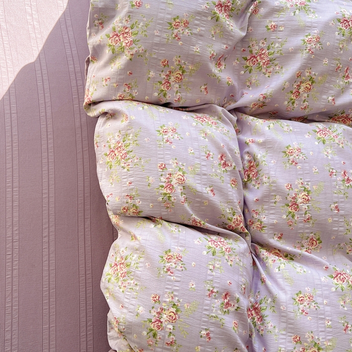 91家纺网 家纺一手货源 找家纺 王朝国际 2025新款皱皱棉印花四件套 花舞