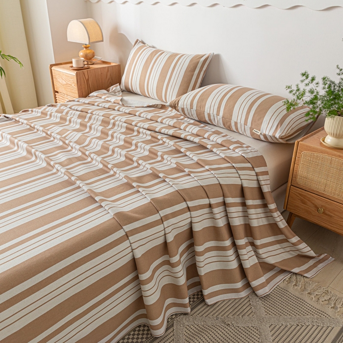 91家纺网 家纺一手货源 找家纺 阿亮家居 2025新款原棉老粗布床单系列 素雅咖