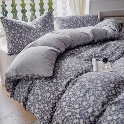 王朝国际 2025新款皱皱棉印花四件套 塞纳河