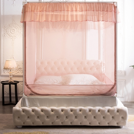 91家纺网 家纺一手货源 找家纺 飞轮海蚊帐 2025新款全底回底蚊帐方顶防摔坐床蚊帐-Z57风格二 奶茶色