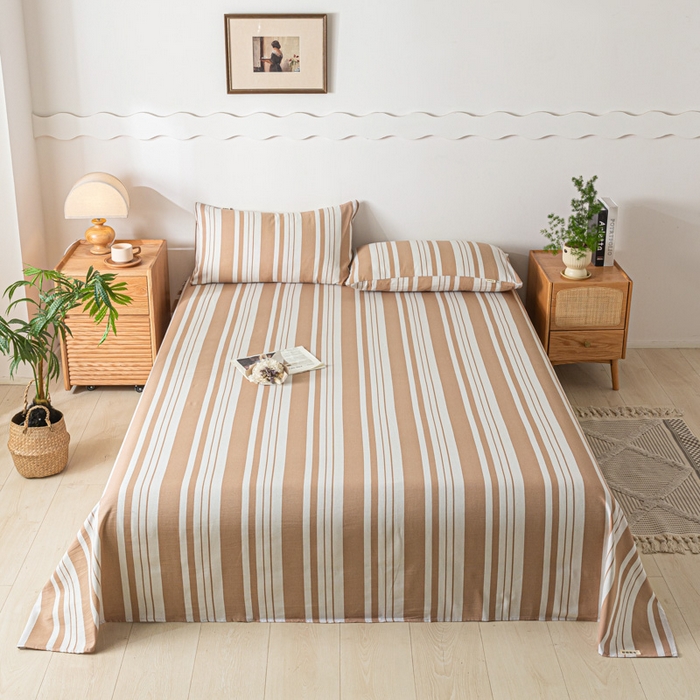 91家纺网 家纺一手货源 找家纺 阿亮家居 2025新款原棉老粗布床单系列 素雅咖