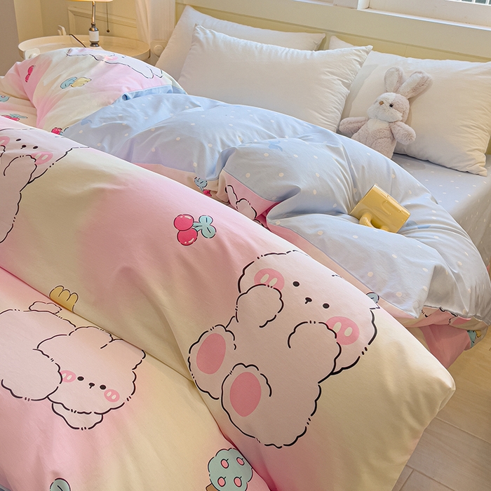 91家纺网 家纺一手货源 找家纺 拾物记 2025新款A类无荧光全喷气全棉12868单被套 可欣兔