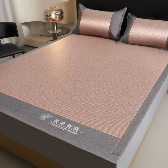 91家纺网 家纺一手货源 找家纺 琪琪阁 2026新款印尼藤双面凉席 清新粉