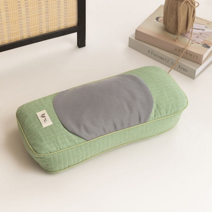 露函家居 2025新款全棉砂洗元宝荞麦枕枕头枕芯 绿色