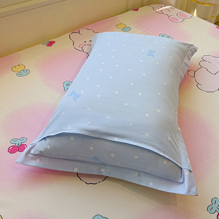 91家纺网 家纺一手货源 找家纺 拾物记 2025新款A类无荧光全喷气全棉12868单枕套 可欣兔