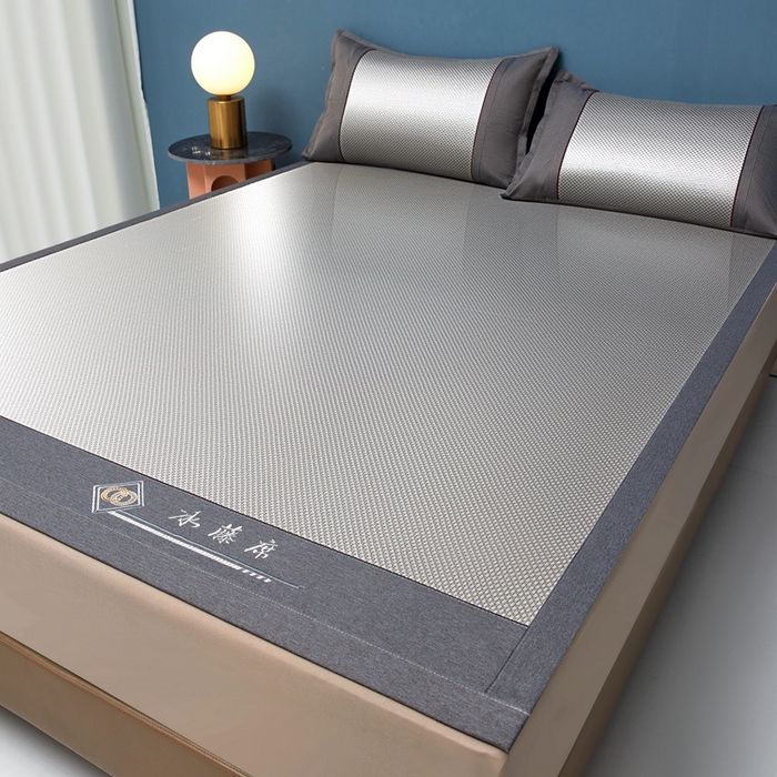 91家纺网 家纺一手货源 找家纺 琪琪阁 2026新款冰藤三明治凉席 星星-浅灰