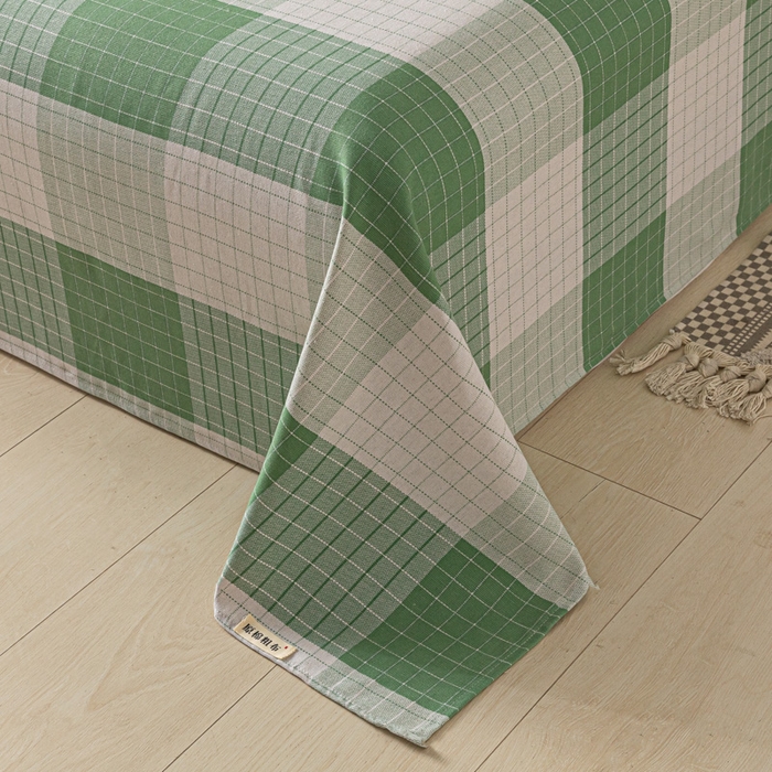 91家纺网 家纺一手货源 找家纺 阿亮家居 2025新款原棉老粗布床单系列 绿小格