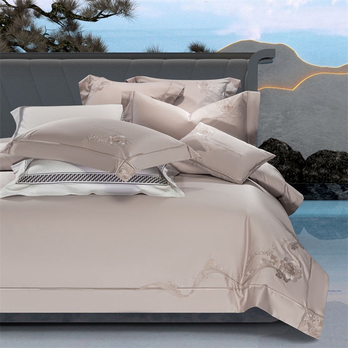 91家纺网 家纺一手货源 找家纺 高大尚婚庆馆 2025新款长绒棉高端绣花四件套-罗曼蒂 罗曼蒂香槟金