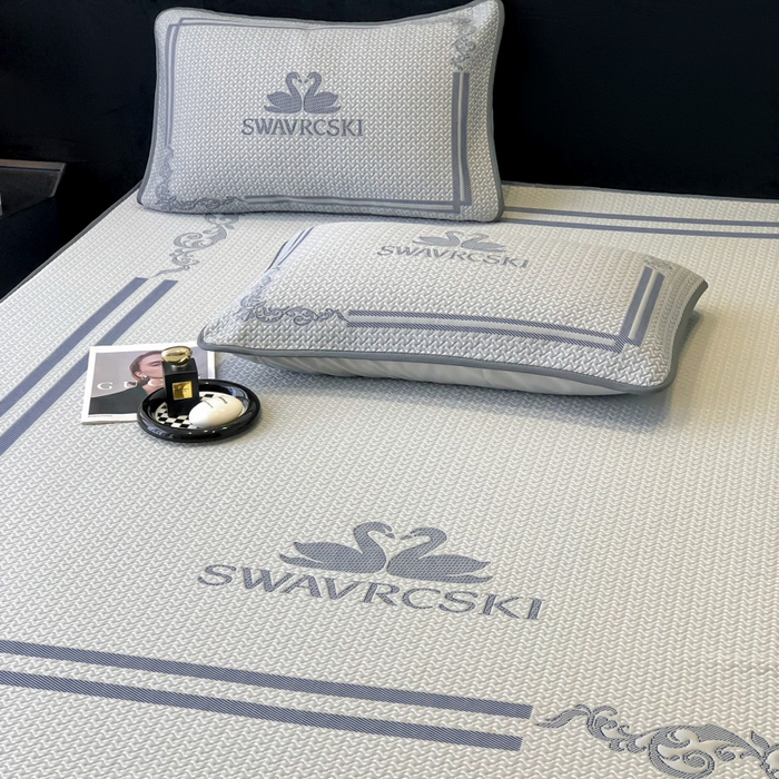 91家纺网 家纺一手货源 找家纺 首尔家纺 2025新款大版凉感丝凉席 天鹅-高级灰