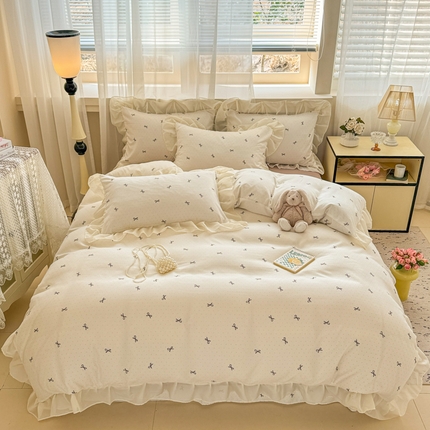 91家纺网 家纺一手货源 找家纺 （总）芯贝儿 2025新款提花针织水洗m双层纱床盖四件套