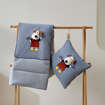 枕芯真意 2025新款灯芯绒可爱立体卡通抱枕被被子被芯 天蓝灰-水晶绒