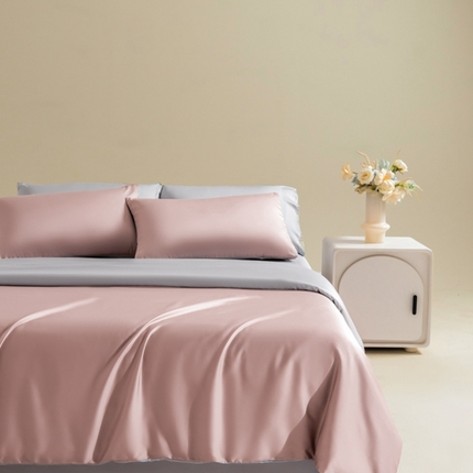 Mr.pig猪先生水洗棉 2025新款莱赛尔天丝四件套-风格一 双拼焦糖奶+气质灰