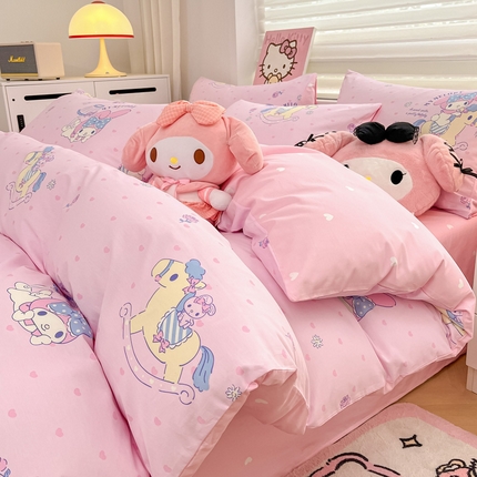 91家纺网 家纺一手货源 找家纺 暮思家居 2025新款正版授权三丽鸥小版全棉四件套系列（第二批） 美乐蒂木马