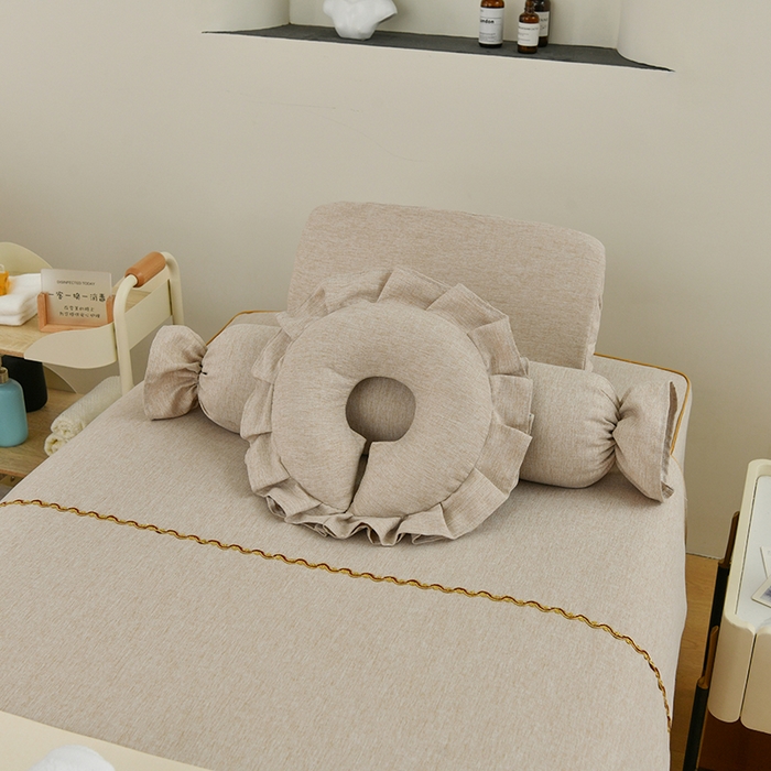 91家纺网 家纺一手货源 找家纺 （总）芙怡 2025春夏新款8029款A棉麻B全棉美容床罩四件套-时光系列