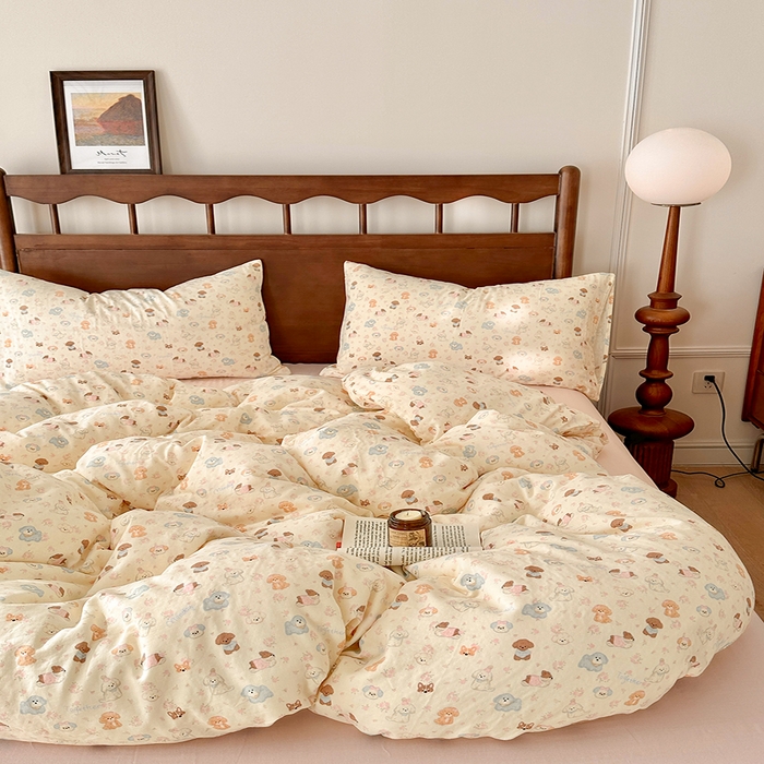 91家纺网 家纺一手货源 找家纺 吉象2025新款全棉双层纱四件套 泡芙狗狗