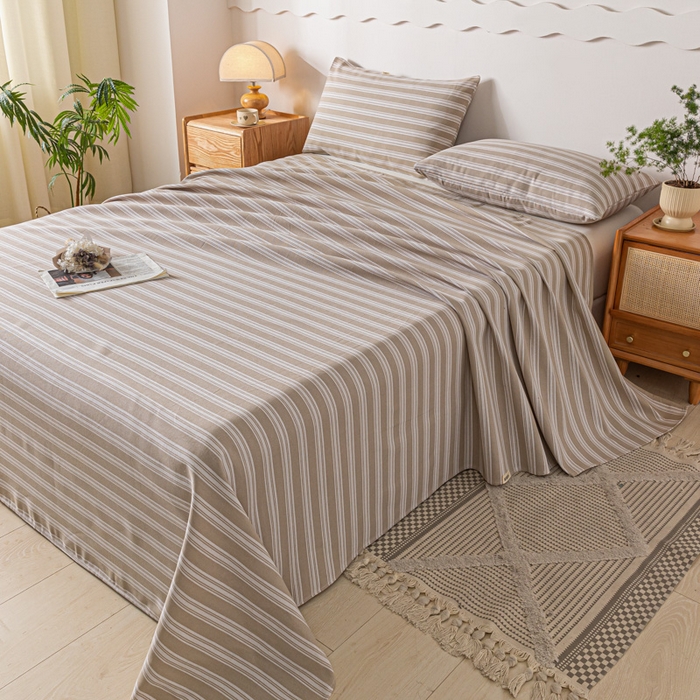 91家纺网 家纺一手货源 找家纺 阿亮家居 2025新款原棉老粗布床单系列 简约生活咖