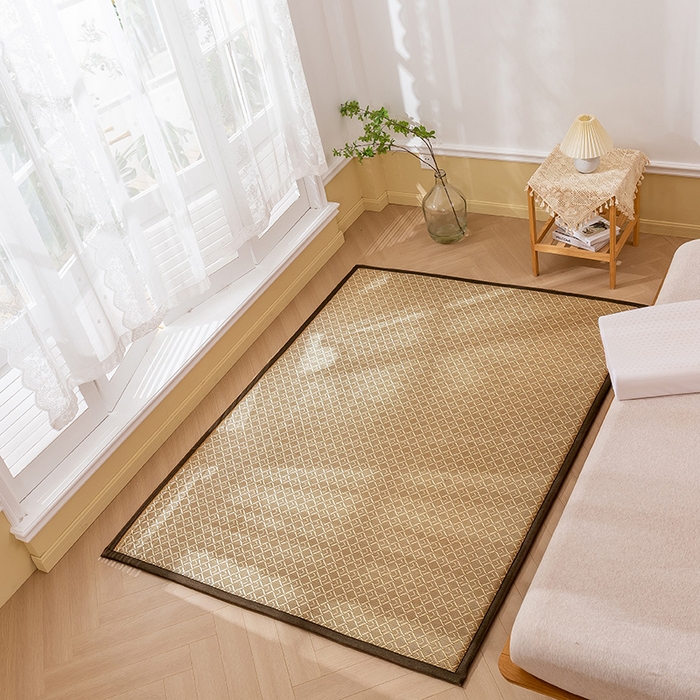 91家纺网 家纺一手货源 找家纺 阿亮家居 2025新款包边工艺凉感冰藤地铺睡垫系列凉席地垫 三角冰藤