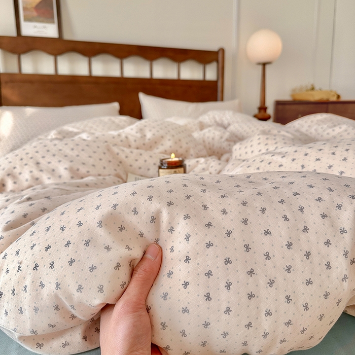 91家纺网 家纺一手货源 找家纺 吉象2025新款全棉双层纱四件套 蝶花坊-米