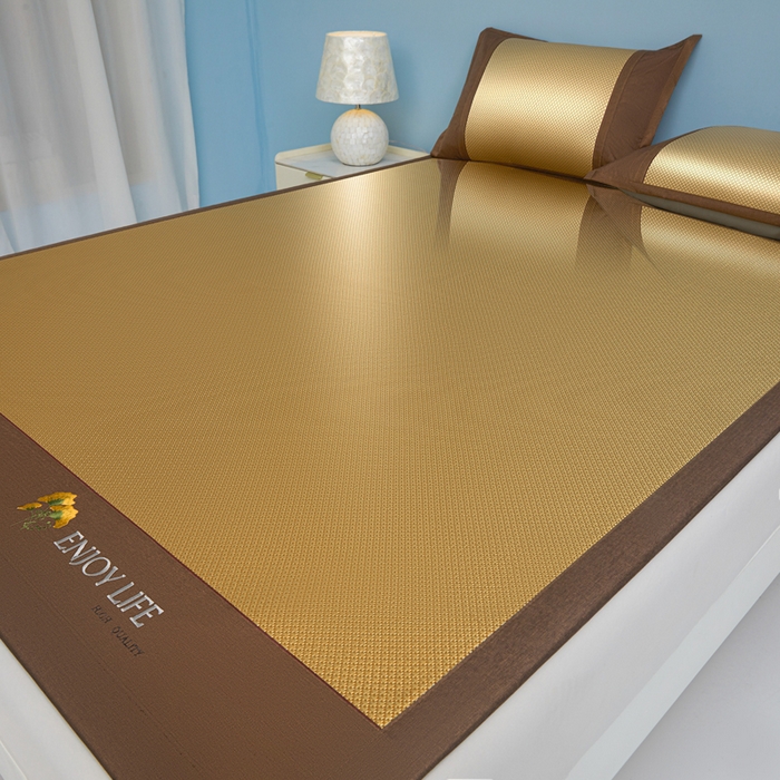 91家纺网 家纺一手货源 找家纺 琪琪阁 2026新款冰藤三明治凉席 小米花-金色