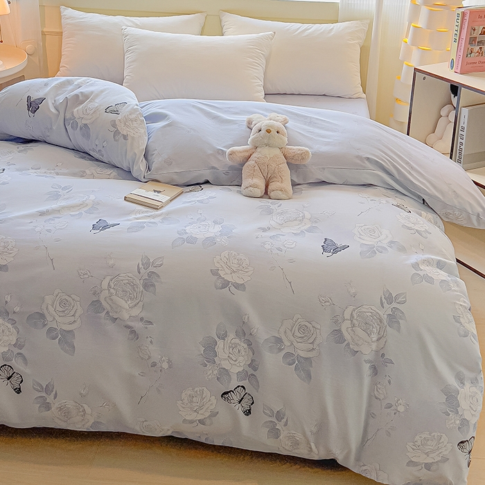 91家纺网 家纺一手货源 找家纺 拾物记 2025新款A类无荧光全喷气全棉12868单被套 蝴蝶飞飞