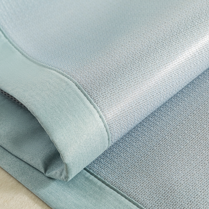 91家纺网 家纺一手货源 找家纺 阿亮家居 2025新款凉席碳光席冰丝席三件套 叶语芊芊-绿