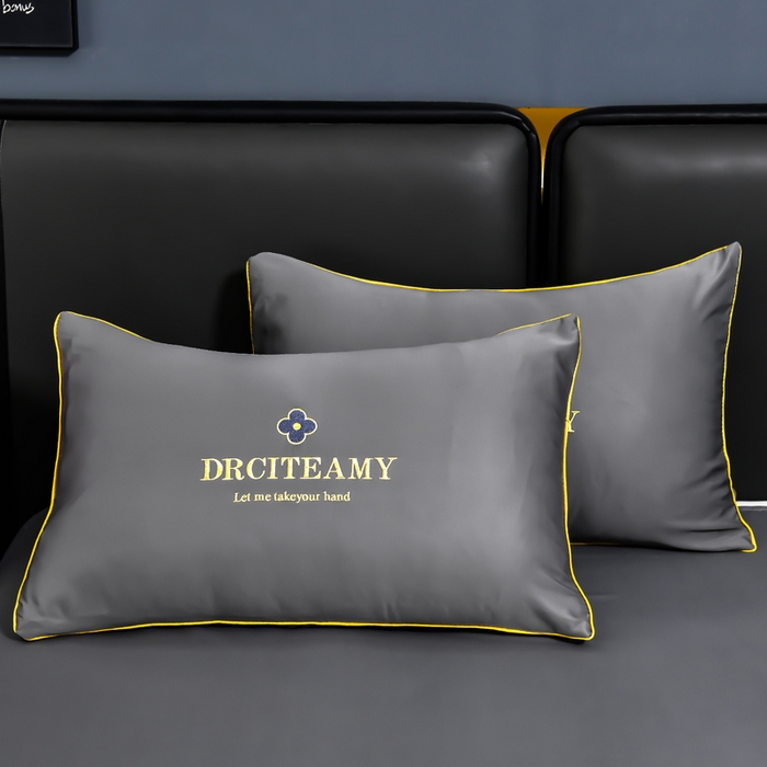 91家纺网 家纺一手货源 找家纺 伊梵居 2025新款水洗真丝刺绣夏被四件套 梵花-高级灰