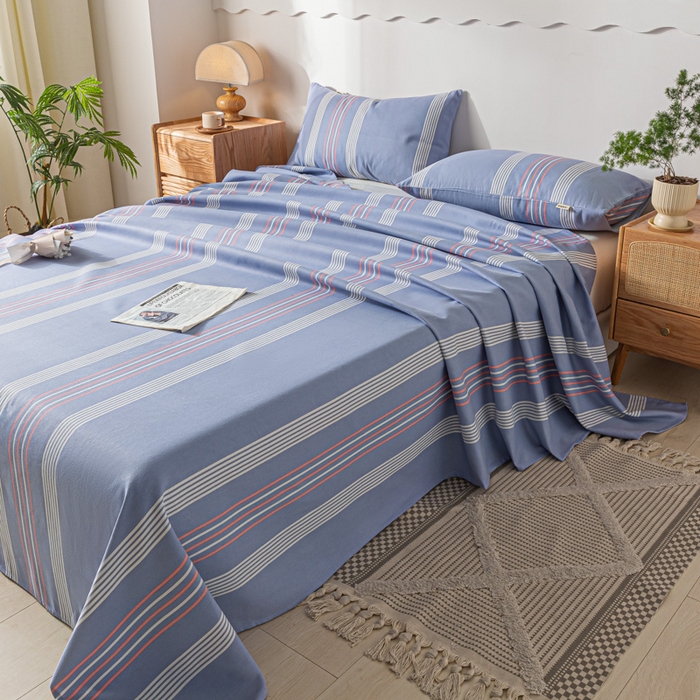 91家纺网 家纺一手货源 找家纺 阿亮家居 2025新款原棉老粗布床单系列 气质蓝