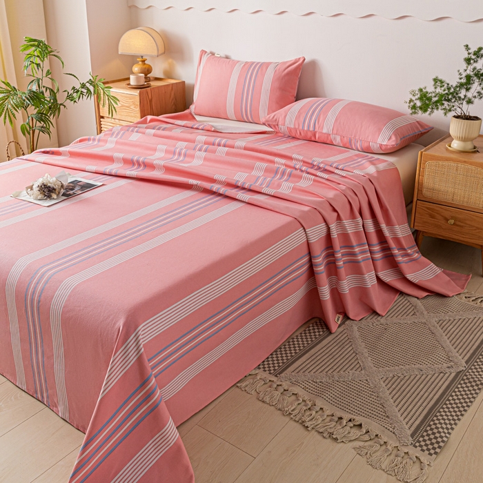 91家纺网 家纺一手货源 找家纺 阿亮家居 2025新款原棉老粗布床单系列 气质粉