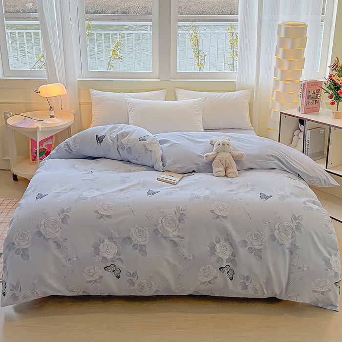 91家纺网 家纺一手货源 找家纺 拾物记 2025新款A类无荧光全喷气全棉12868单被套 蝴蝶飞飞