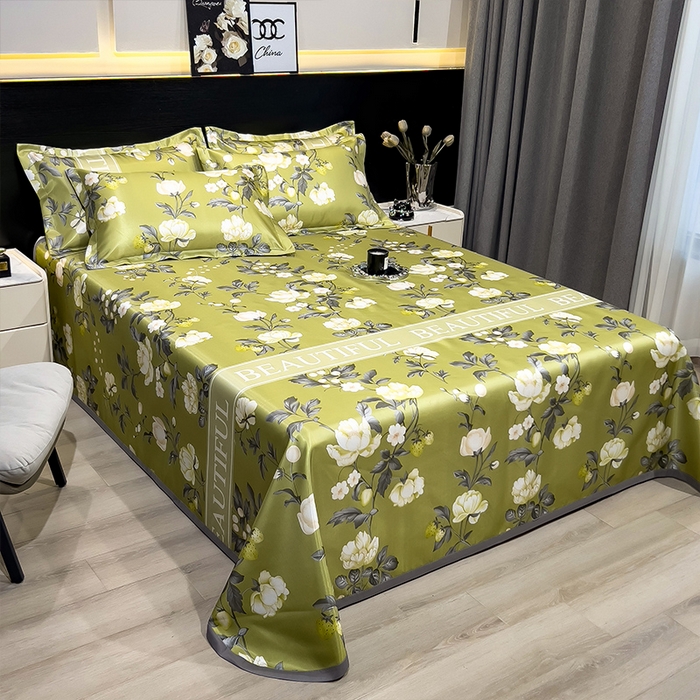 91家纺网 家纺一手货源 找家纺 柏薇 2025新款冰丝床单款凉席三件套系列 春藤