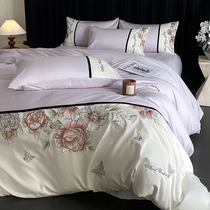 91家纺网 家纺一手货源 找家纺 优悦生活馆 2025新疆长绒棉花团锦簇四件套【价领券后标准不低于268】 花团锦簇-流沙紫