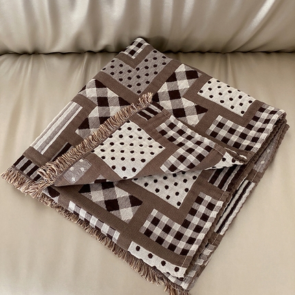 91家纺网 家纺一手货源 找家纺 麻依 2025新款全棉纱布披肩浴巾旅行毯 维也纳