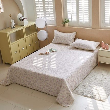 舒居家纺 2025新款双面全棉酵素砂洗床盖 洛琳-粉