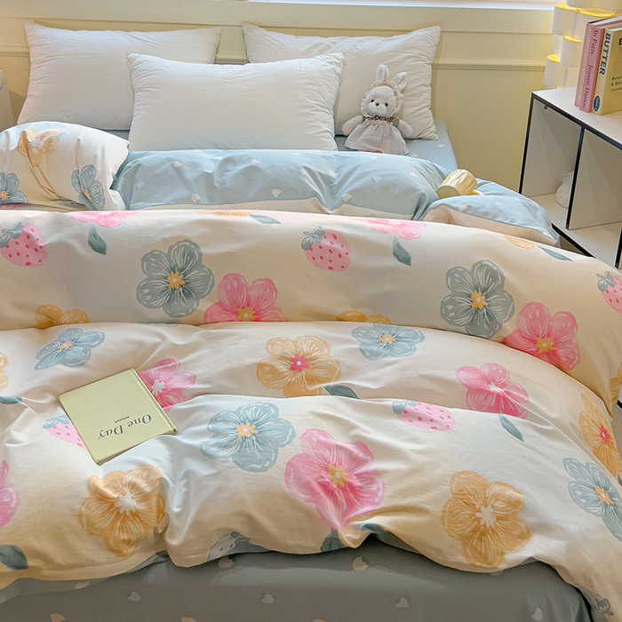 91家纺网 家纺一手货源 找家纺 拾物记 2025新款A类无荧光全喷气全棉12868单被套 茉莉草莓