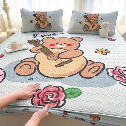 希廷顿 2025新款大版印花乳胶凉席床笠款三件套 音乐王子