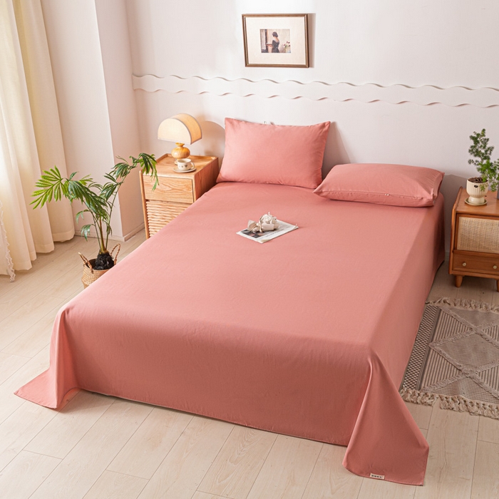 91家纺网 家纺一手货源 找家纺 阿亮家居 2025新款原棉老粗布床单系列 肉桂粉