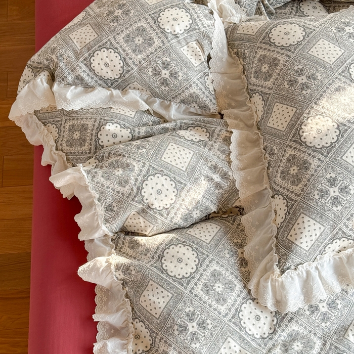 91家纺网 家纺一手货源 找家纺 TT.one 塔塔家居 2025新款全棉双层纱镂空立体花边系列 花边款·南岛日记