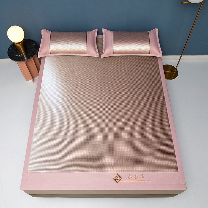 91家纺网 家纺一手货源 找家纺 琪琪阁 2026新款冰藤三明治凉席 星星-樱粉