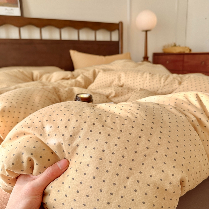 91家纺网 家纺一手货源 找家纺 吉象2025新款全棉双层纱四件套 波尔圆舞-咖