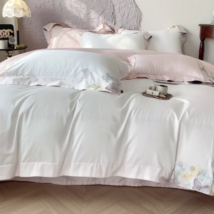 91家纺网 家纺一手货源 找家纺 （总）直播爆款A类100支长绒棉夹棉床盖床笠四件套全棉纯棉床单加厚高端重工刺绣四季款床上用品