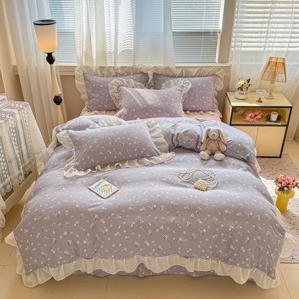 91家纺网 家纺一手货源 找家纺 （总）芯贝儿 2025新款提花针织水洗m双层纱床盖四件套