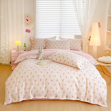 91家纺网 家纺一手货源 找家纺 （总）星窝家纺 2025新款纽扣款水洗棉印花四件套