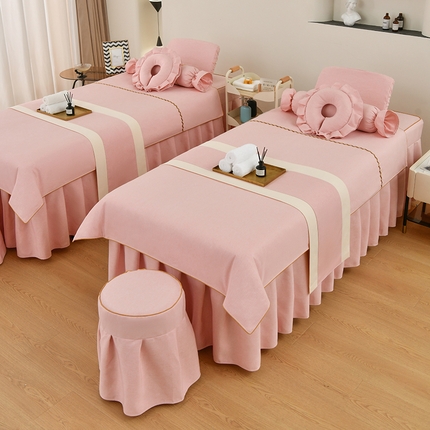 91家纺网 家纺一手货源 找家纺 （总）芙怡 2025春夏新款8029款A棉麻B全棉美容床罩四件套-时光系列