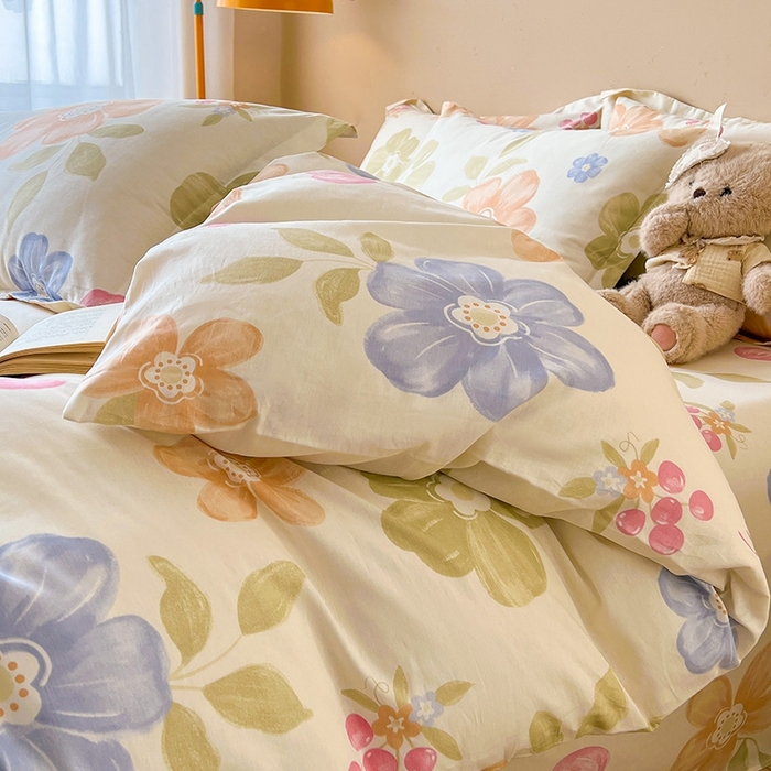 91家纺网 家纺一手货源 找家纺 名优家纺 2025新款A类全棉纯棉韩版印花四件套 漫春